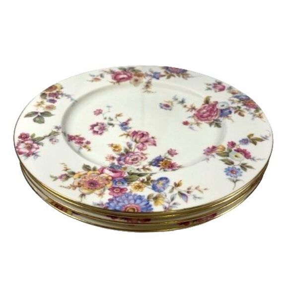 Set of 4 Castleton SUNNYBROOKE Floral Chintz Bone China 10.5" Dinner Plates, USA - Picture 4 of 12